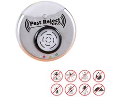 Grijze ultrasone muggenverjager - elektronische insectenverdelger - met stekker - verdrijft insecten, knaagdieren, muggen en kakkerlakken - 9.5*6.5 cm
