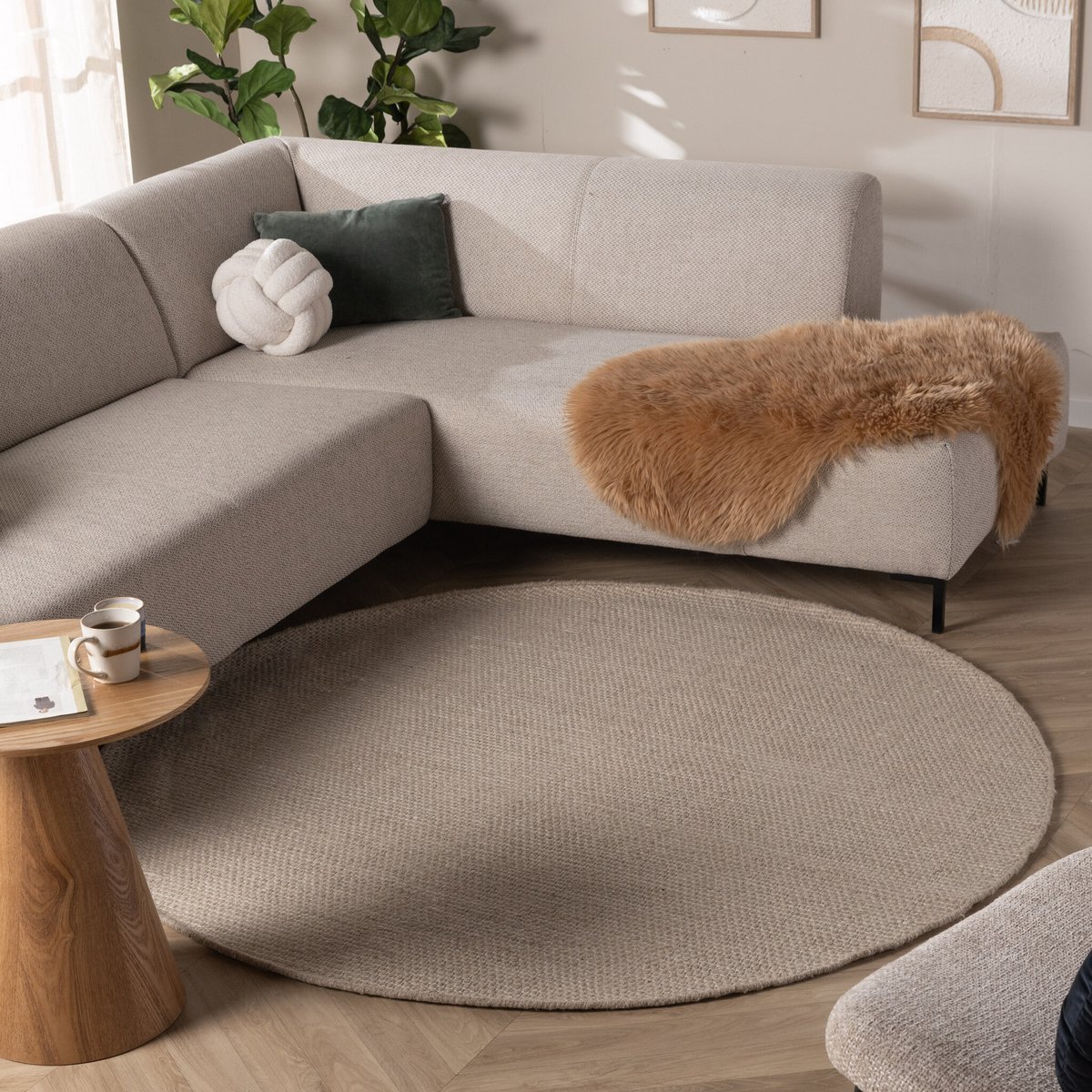 NATURL. Rond wollen vloerkleed - Bliss Creme/Wit - Ø 230cm