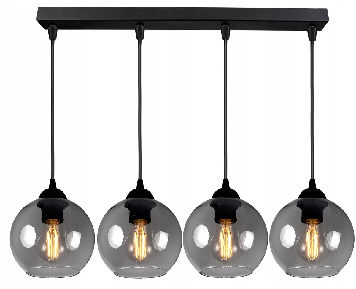 Glazen Hanglamp Loft Zwart/Wit 4xE27