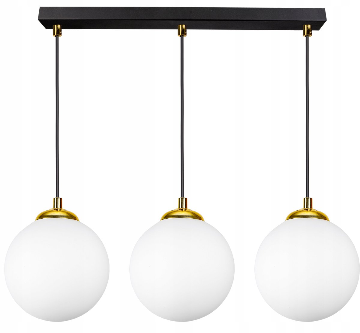 Moderne Glazen Hanglamp Zwart/Goud met 3xE27 Fitting