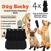 DOG SOCKY - Maat XL - 4 Dubbelzijdige Antislip Hondensokken & Hondenschoenen - Set van 4 - Tegen Uitglijden & Pootlikken - Verstelbare Elastische Klittenband - Pootbeschermers voor Houten Vloeren & Tegels - Golden Retriever Labrador 25-40kg - Zwart