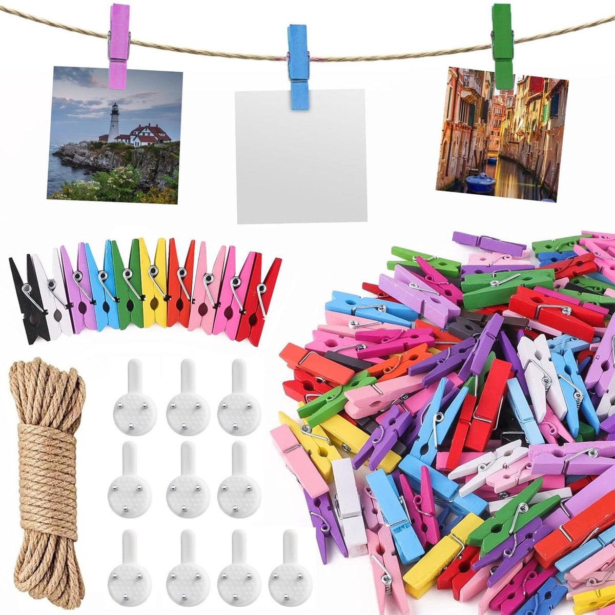 SolidKeus - Set van 100 Mini-Houten Wasknijpers voor Decoratie