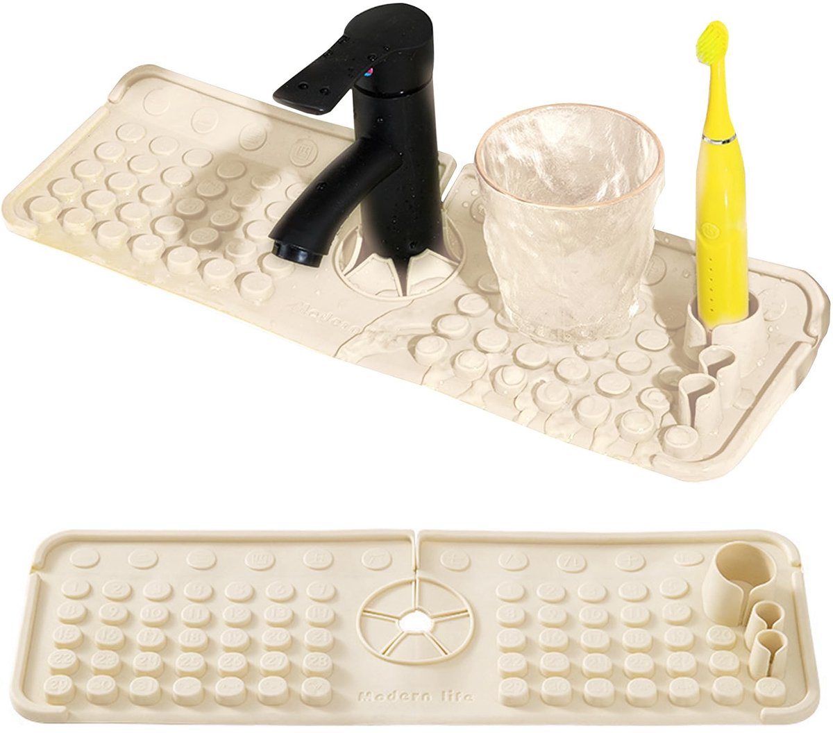 SolidKeus - Silicone Keukendrainmat voor Gootsteen met Splash Guard 42 x 14 cm