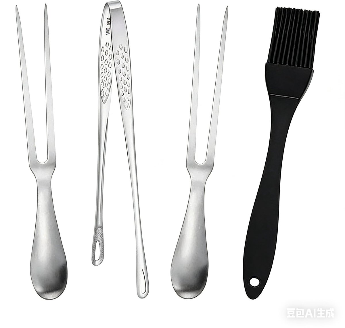 SolidKeus - RVS Keukenaccessoireset met Vleesvork en Kooktangen