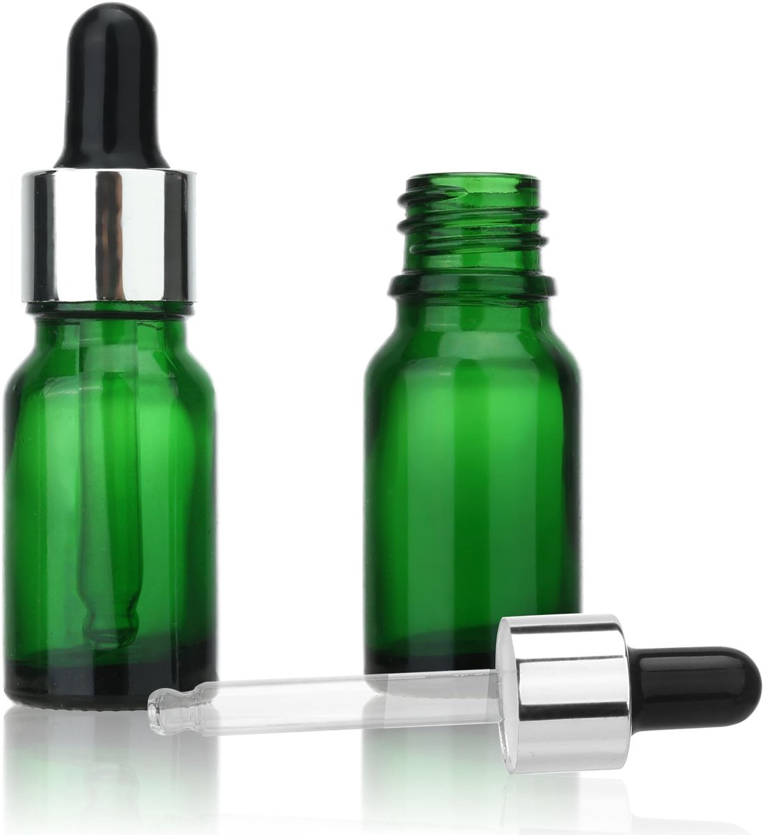 SolidKeus - 30 Stuks Lege 10ml Groene Glazen Flesjes voor Oliën en Vloeistoffen