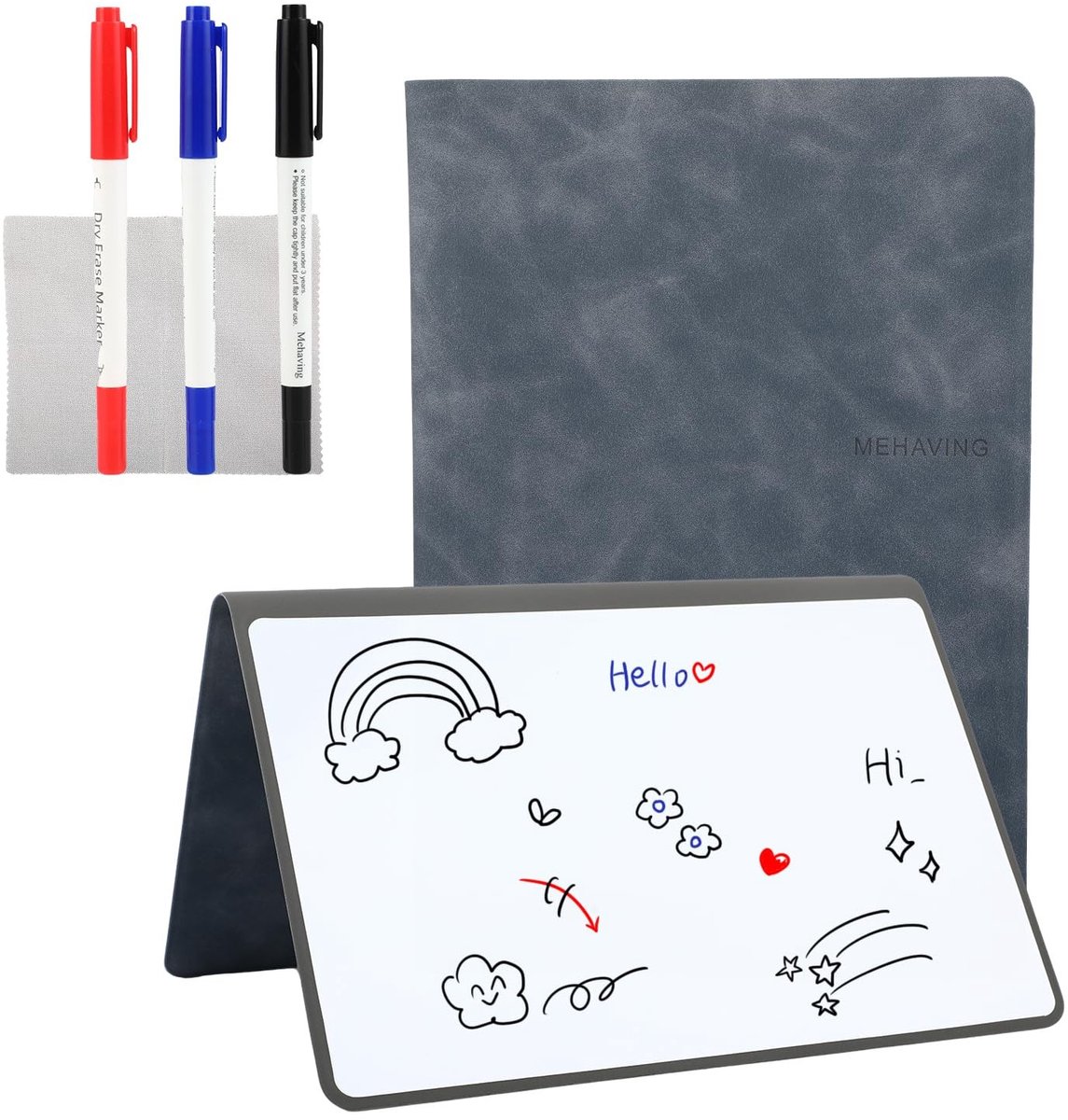 SolidKeus - Mini A5 Uitschrijfbaar Whiteboard met 3 Kleurpennen