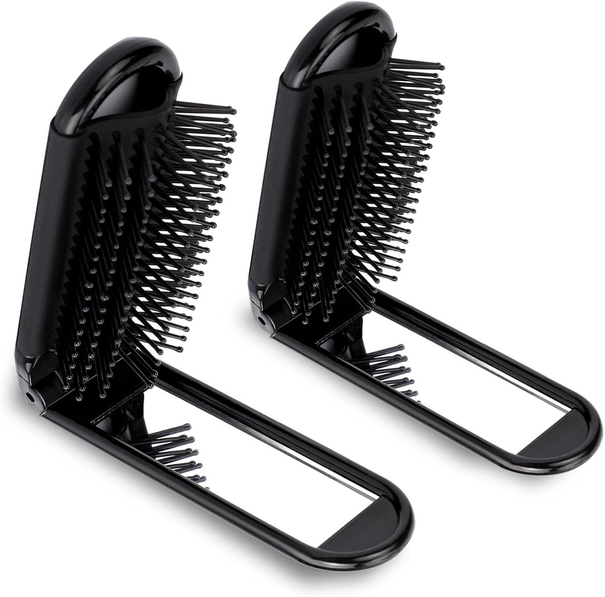 Opvouwbare Haarborstel met Spiegel - 2 Stuks Reisformaat, Compacte Massagekam voor Nat en Droog Haar, Geschikt voor Mannen en Vrouwen