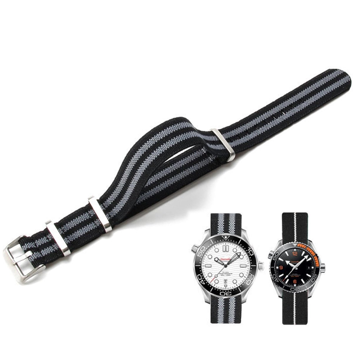 SolidKeus - Nylon Elastische Horlogeband in Nato Stijl voor Draagcomfort