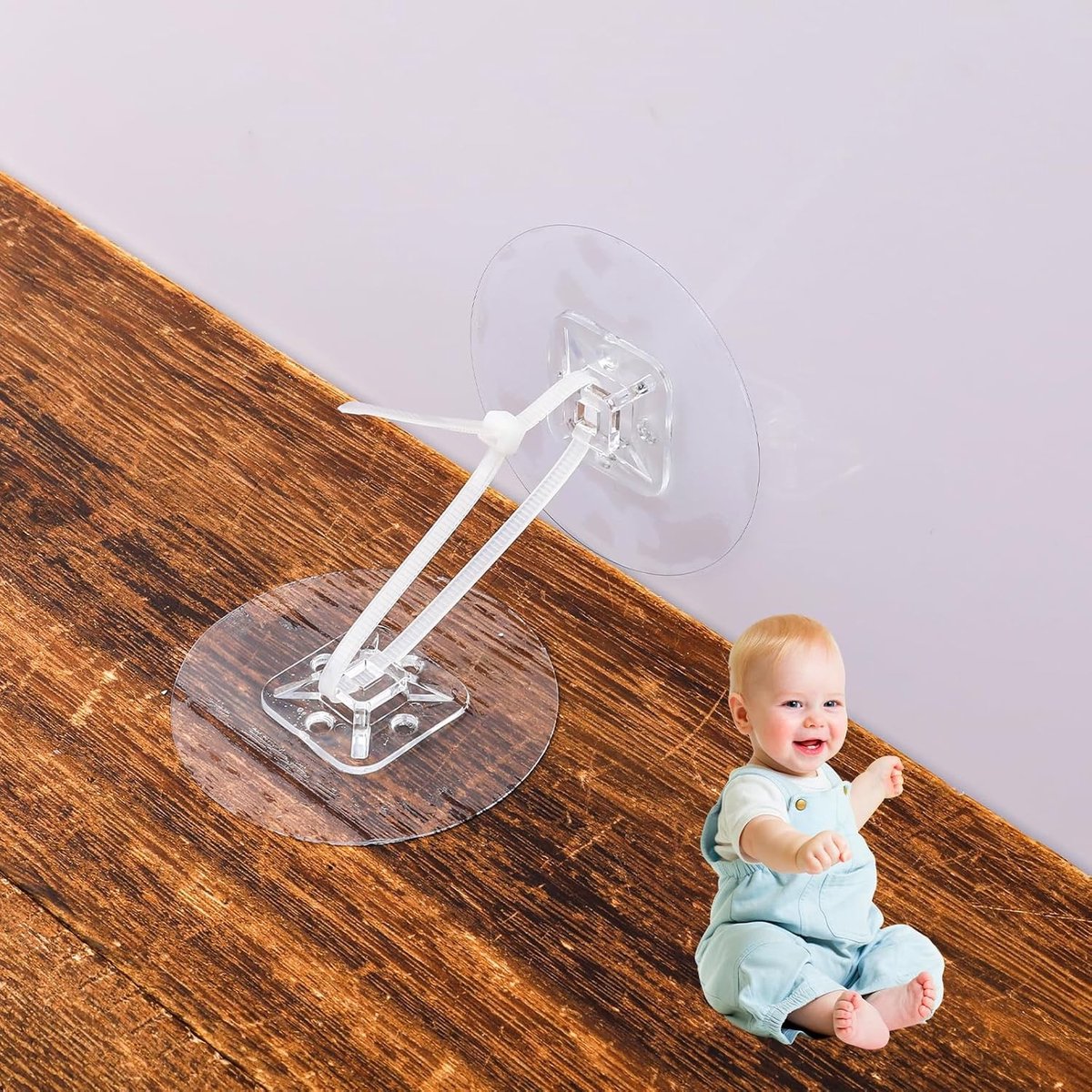 30 Stuks Zelfklevende Meubelankers voor Babybescherming met Nylon Anti-Tip Bevestigingsriemen voor Veiligheid in Huis