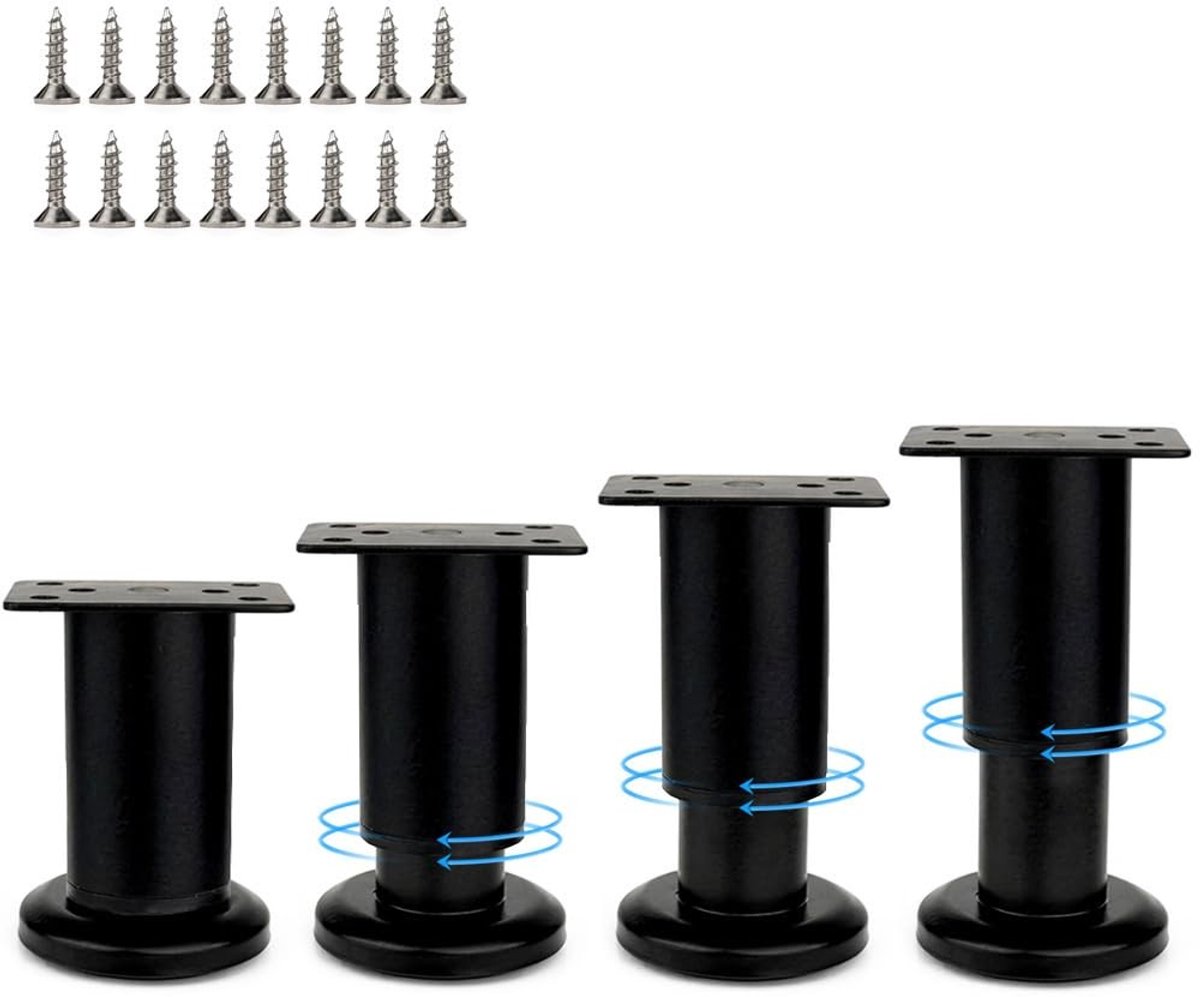 SolidKeus - Set van 4 Verstelbare Meubelpoten Zwart Metaal 8-12 cm