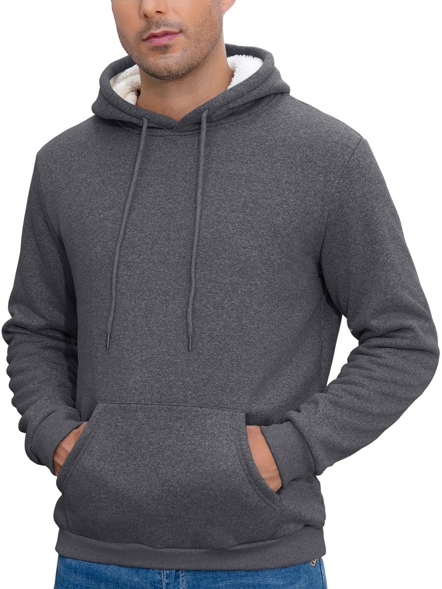 SolidKeus - Warme Fleece Hoodie voor Mannen met Sherpa Voering