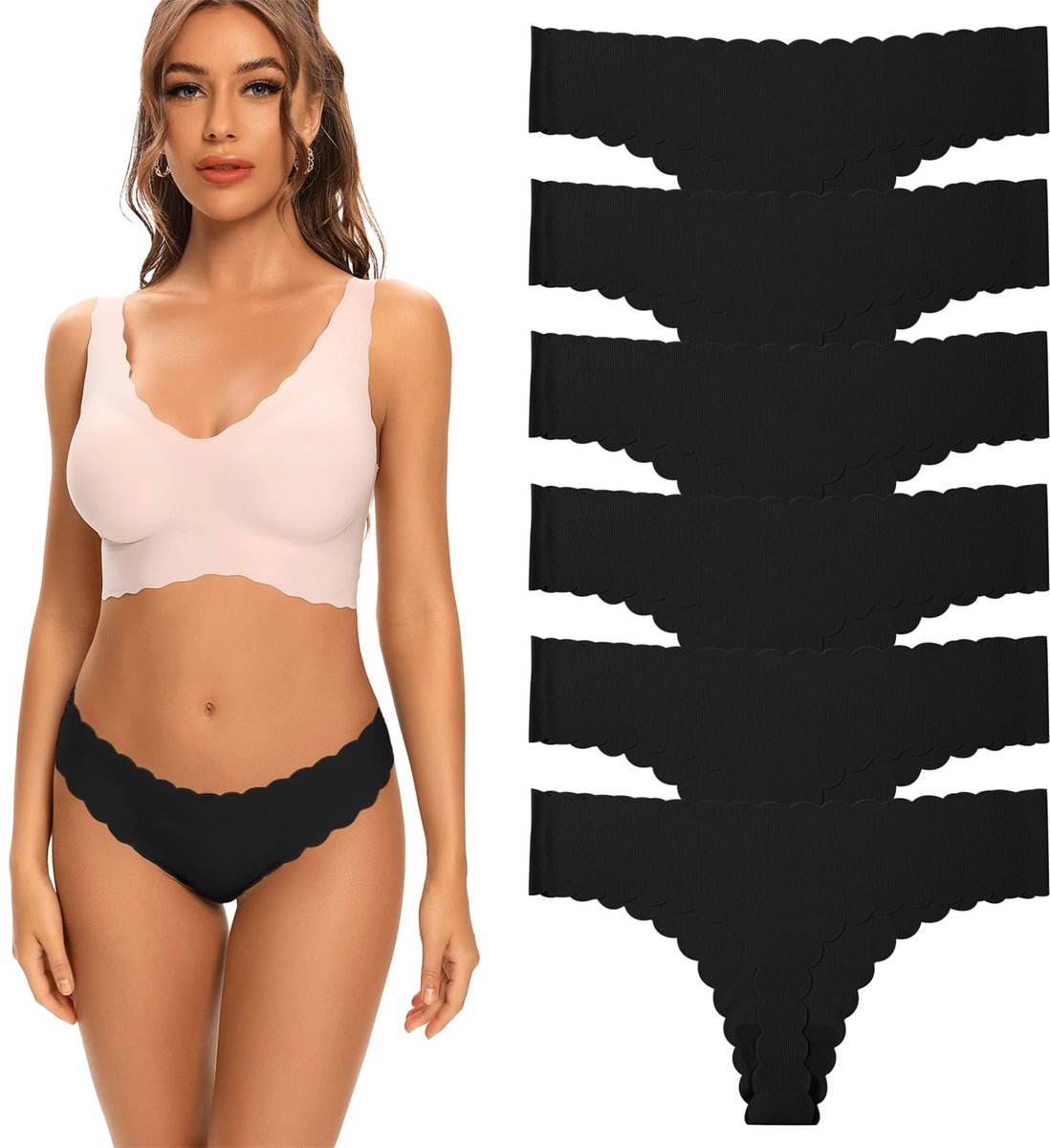 SolidKeus - Dames Katoenen Thong, Onzichtbare Draagbare Thong, 6-Pak met Comfortabele Pasvorm
