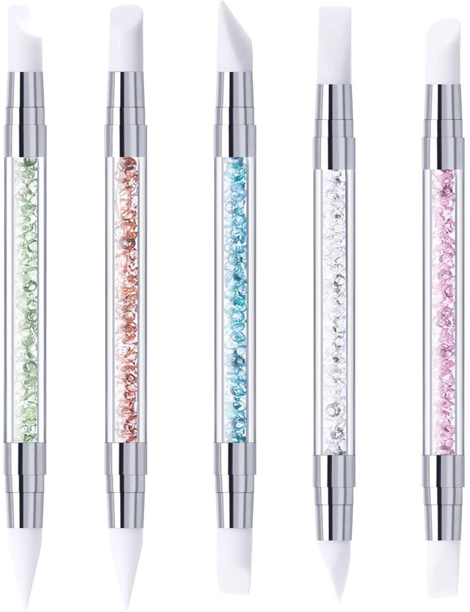 SolidKeus - Set van 5 Dubbelzijdige Siliconen Nagelborstels