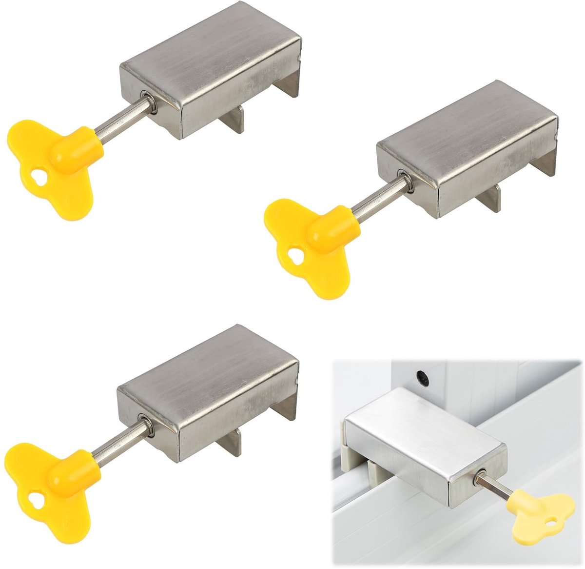 SolidKeus - 3 Stuks Aluminium Sliding Window Locks met Sleutels