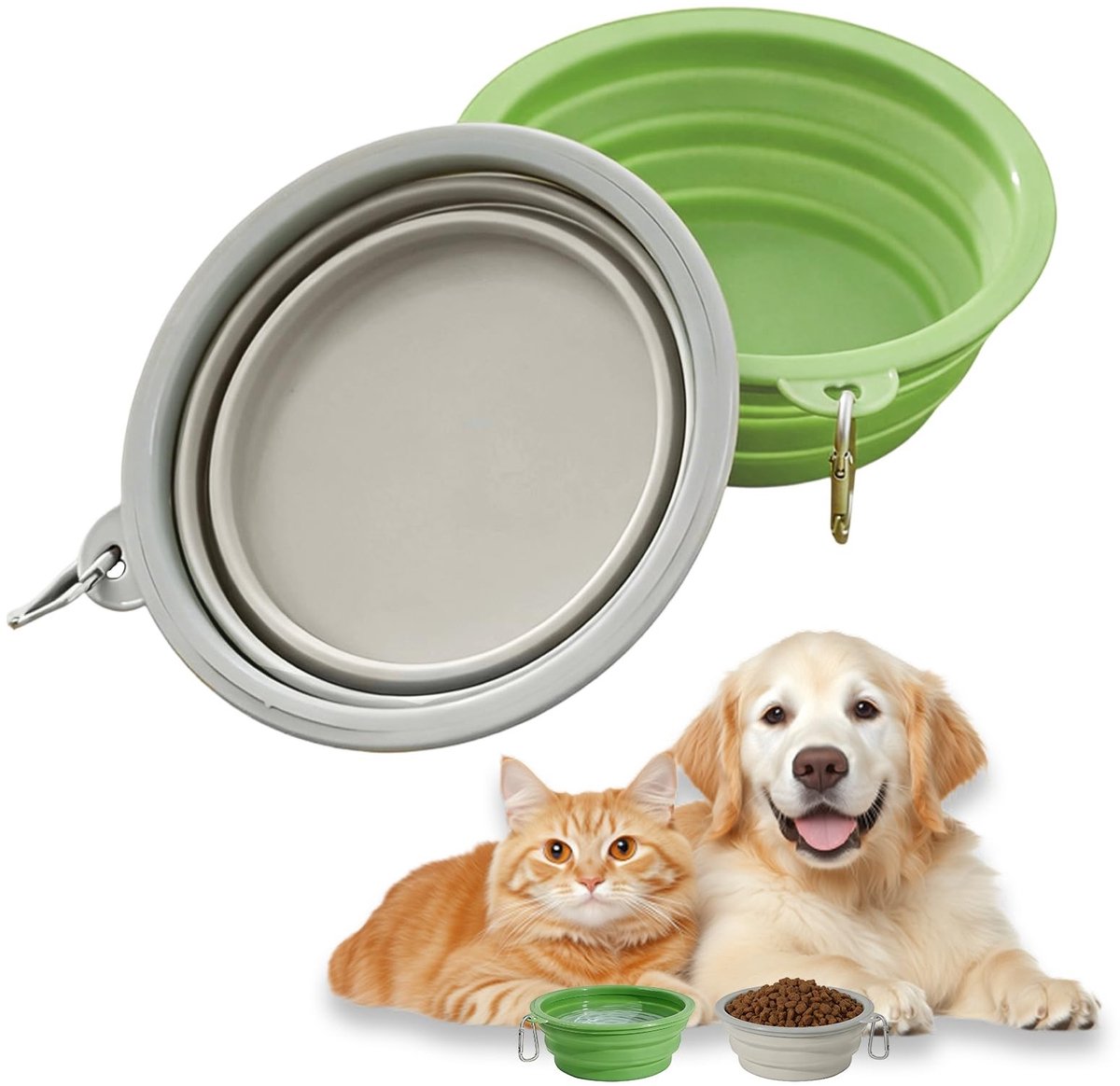 SolidKeus - Set van 2 Vouwbare Reisbeken voor Honden en Katten