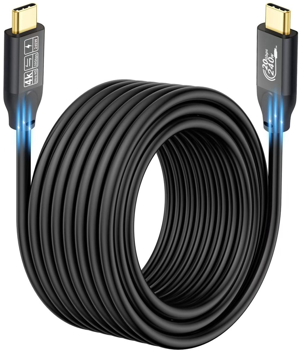 SolidKeus - USB C naar USB C 3.2 20Gbps Snelle Oplaadkabel 5m