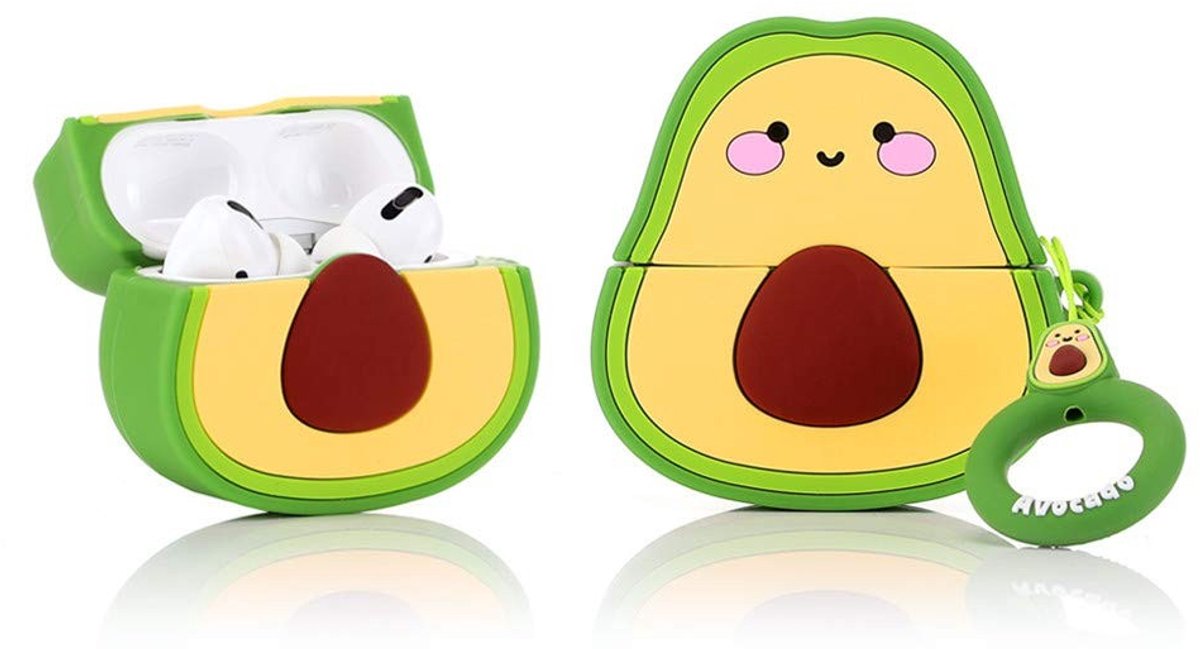SolidKeus - Silicone Hoes voor Airpods Pro met Schattig Avocado Ontwerp