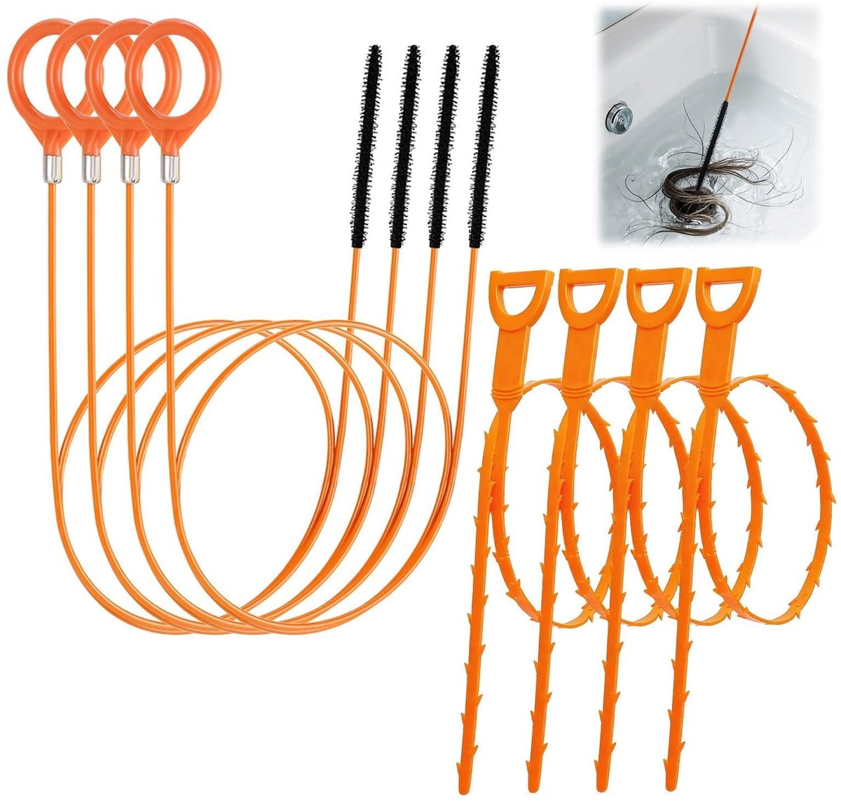 SolidKeus - Set van 8 Flexibele Afvoerrods voor Ontstoppen