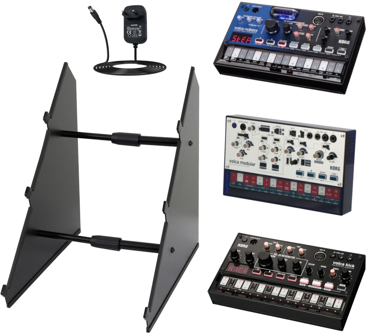 Synthstand met 3 Korg Volca - Innox SynthStand 02 - Multikleur