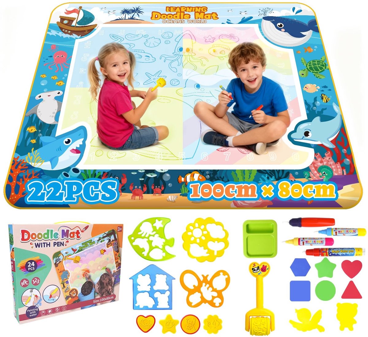 SolidKeus - Magische Herbruikbare Watertekenmat voor Kinderen 1-3 Jaar
