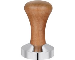 Tamper 51mm voor Espresso, RVS Flat Base met Houten Handvat, Perfect voor Koffiezetapparaten en Barista Accessoires