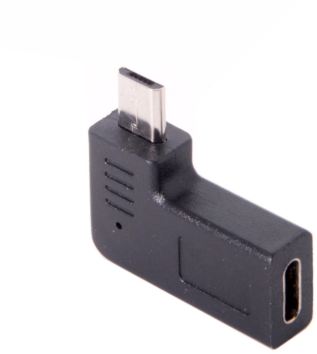 SolidKeus - USB-C Type-C Vrouwelijk naar Micro USB 2.0 5Pin Male Adapter 90 Graden