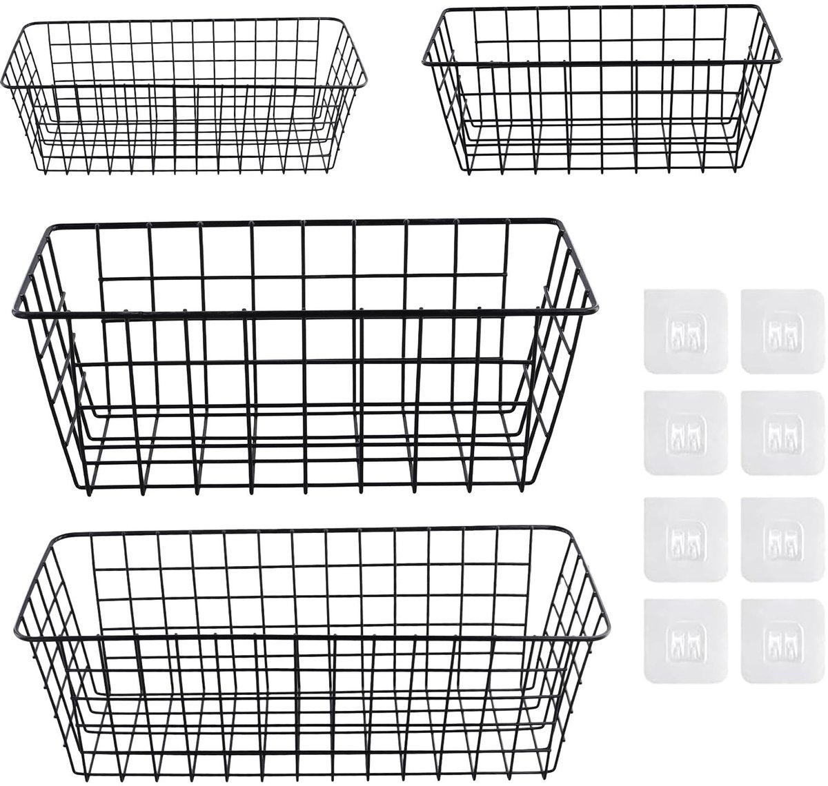 SolidKeus - Set van 4 Metalen Draadmanden Zwart