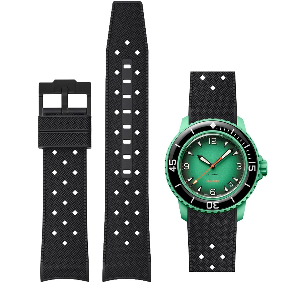 SolidKeus - Elastische Siliconen Horlogeband 22mm voor Blancpain X Swatch
