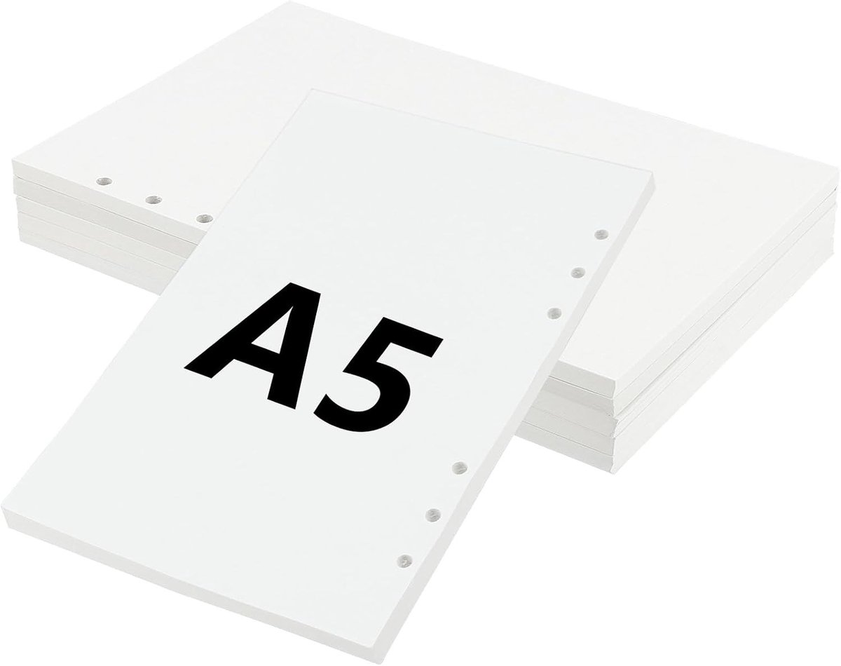 6 Stuks A5 6-Gaatjes Lege Vullingen Papier, 270 Vel/540 Pagina's A5 100gsm Perforeerbare Invoegbladen voor Ringbanden en Journals