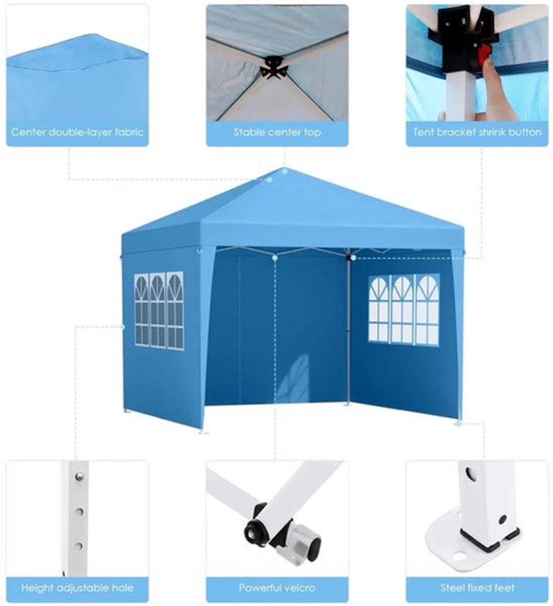 Pop-Up Partytent – Tent – Partytent – Buiten Tent – Evenemententent – Waterafstotend Oxford Stof – Verstelbare Hoogte