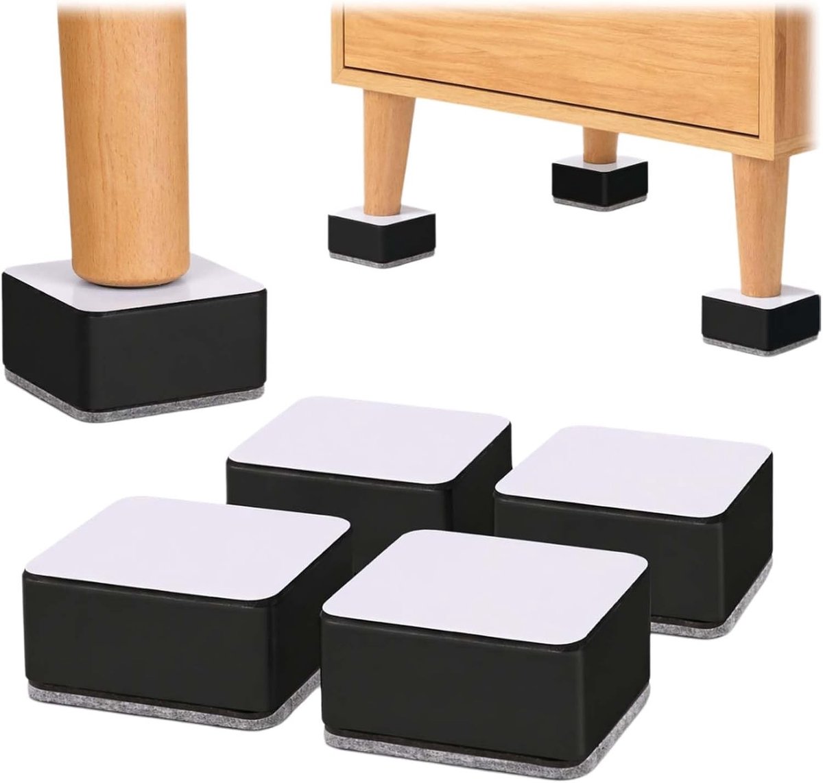 3 cm Verhoogde Meubelverhogers, 4 Stuks Zelfklevende Furniture Boosters van Koolstofstaal, Ideaal voor Bank, Bed en Tafel