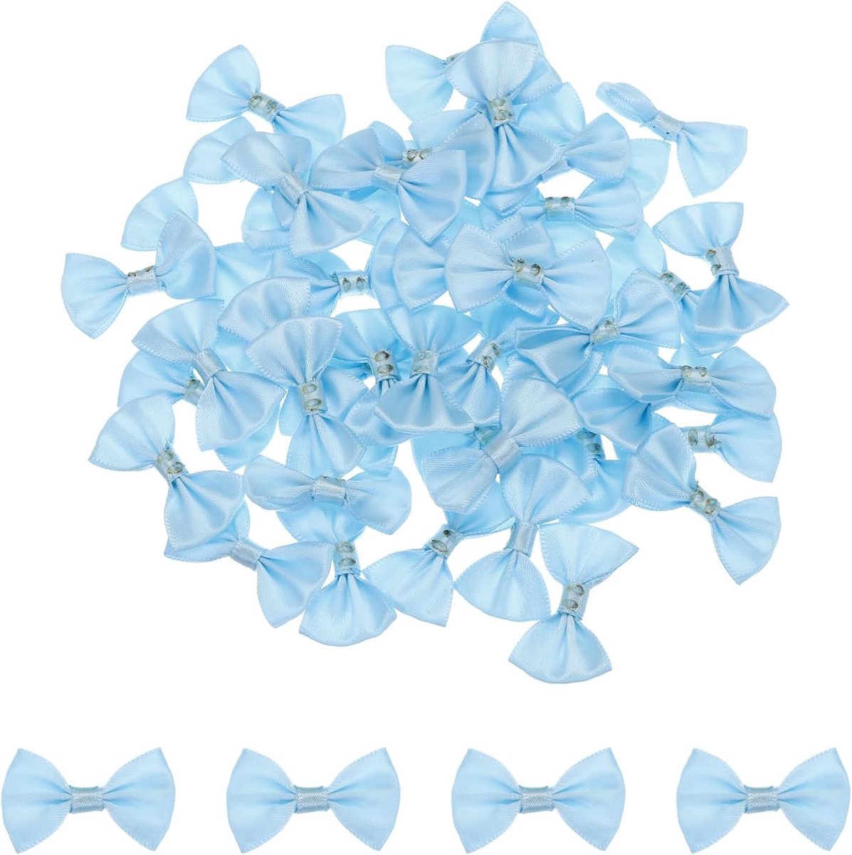 50 stuks blauwe strikken 3,8 x 2,5 cm voor kleine losse satijnen strikken om te naaien, scrapbooking, huwelijkscadeau, decoratie voor thuis