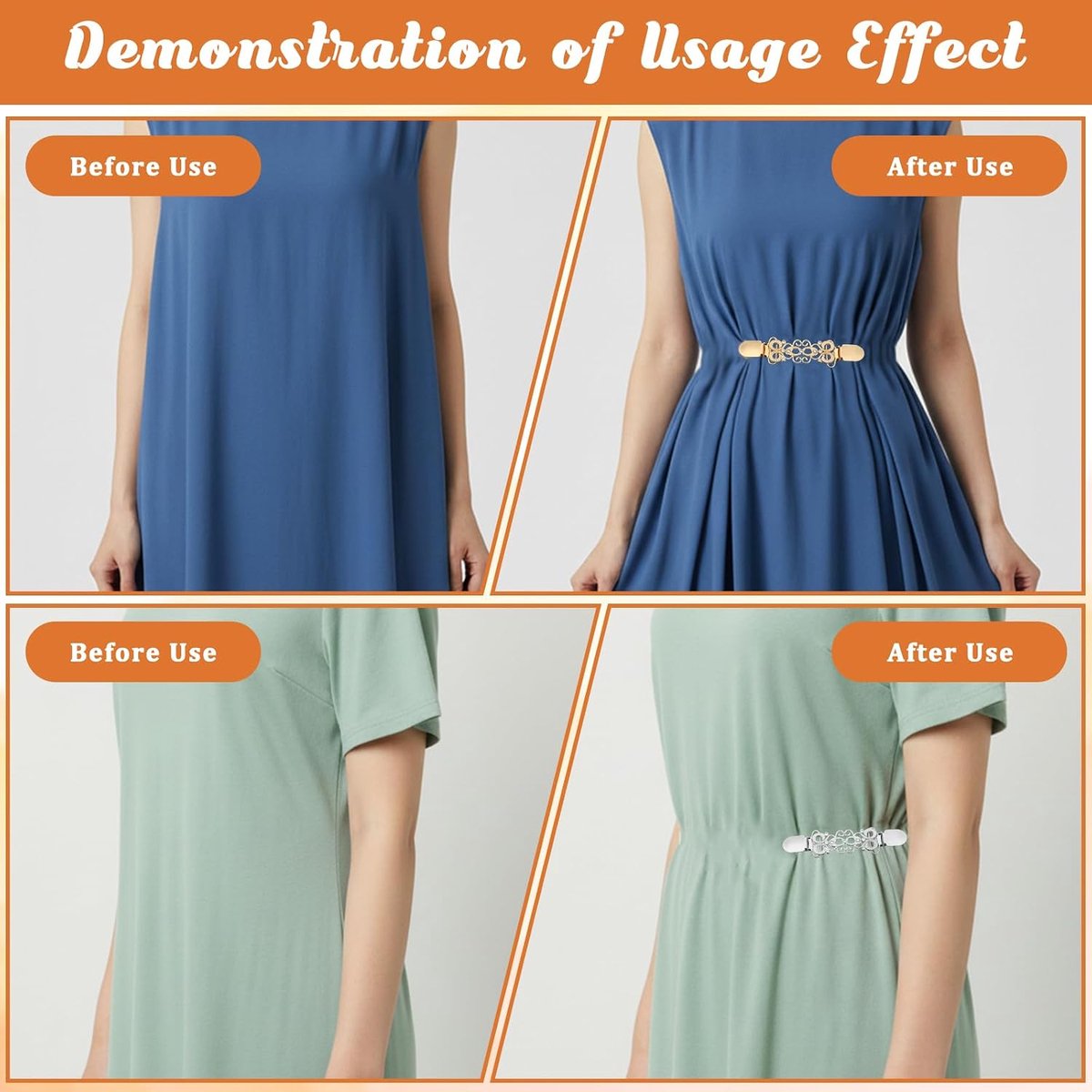 2 STKS Taille Cincher Clip, Elastische Jurk Cinch Clips voor Tightener Veilige en Krasvrije Sjaal Vest Kraag Clips voor Vrouwen Kleding Shirt Cincher Clip