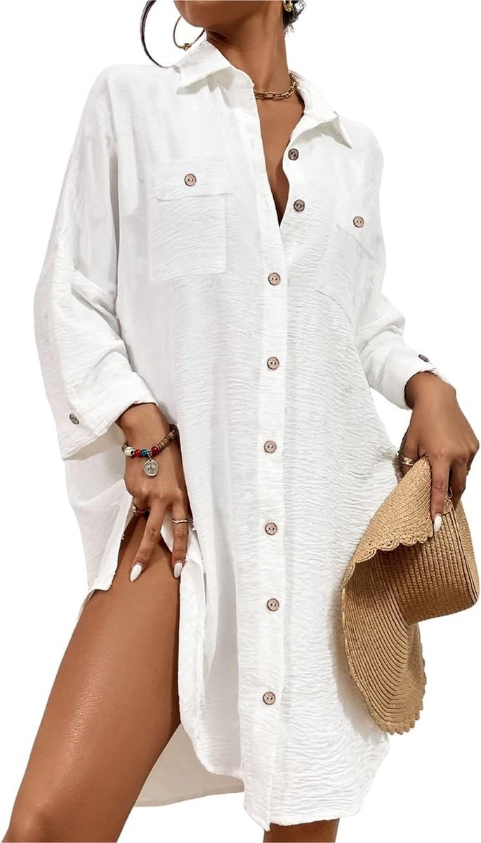 Kimono cover-up voor badpak voor dames, open voorkant, franjes, bikini, zwemmen