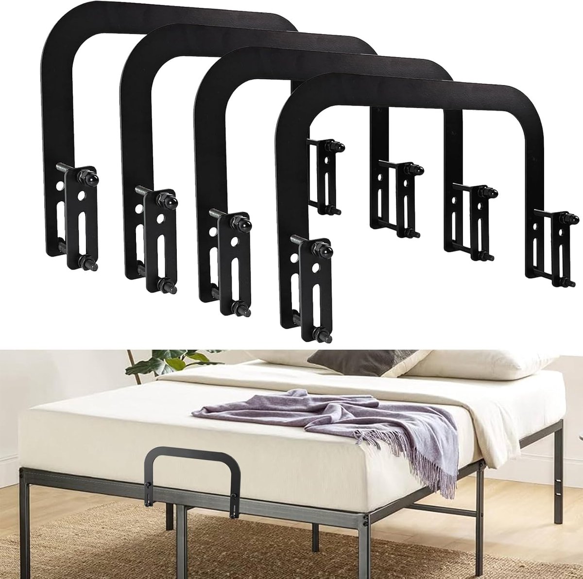 Set van 4 Matrashouders voor Metalen Bedframe - Antislip Matrashouder voor Standaard Bedden