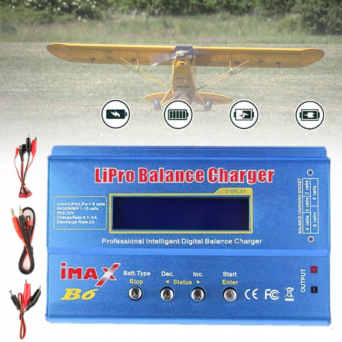 80w Digitale LCD-Balanceer Lader Voor Lipo/Nimh/Life-Batterijen - 1-6s 0,1-6,0a - Voor RC-Auto's Drones En Vliegtuigen - Voeding Niet AC Inbegrepen