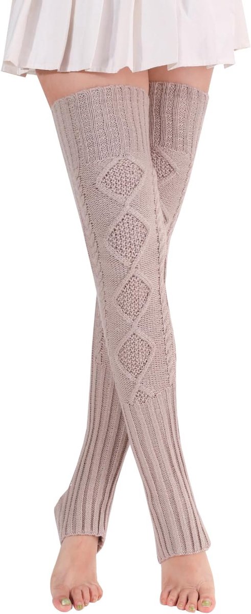 Kniekousen voor dames, gebreide kousen, overknee-sokken, dikke warme wintersokken, thermische sokken, lange kerstsokken voor vrouwen