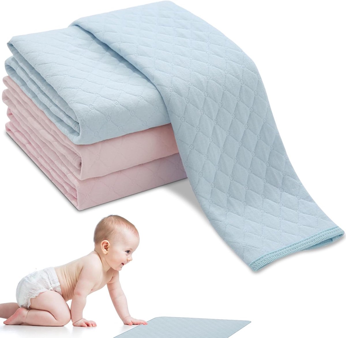Aankleedkussen voor onderweg, 4 stuks, 60 x 70 cm, verschoningskussen voor baby's, aankleedkussen, afwasbaar, draagbaar aankleedkussen voor kinderen of volwassenen