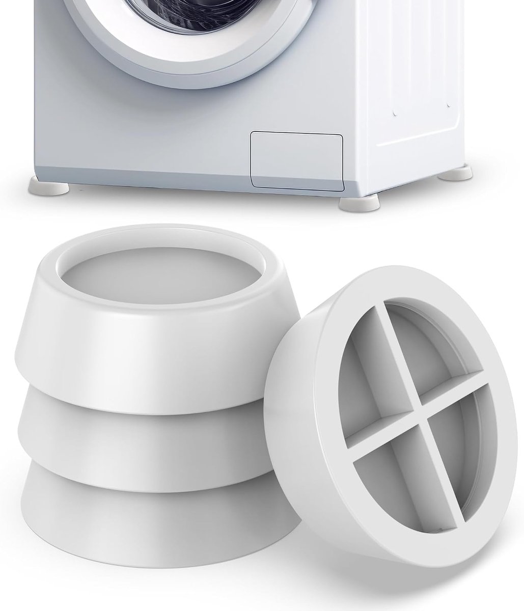 Dempers Wasmachine 4x Droger Vaatwasser Vibratiedemper Accessoire Reserveonderdeel Schokdemper Anti-slip voetjes Demperpads Huishoudelijke apparaten Wit | Rubberen voetjes voor droger, vaatwasser, antislipvoetjes, anti-trillingspads