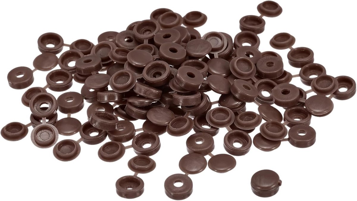 Sourcing map 100 stuks 3 mm scharnierende schroefdeksels plastic inklapbare schroefklikdeksel sluitring beschermhoes voor M1, M2 M3 schroeven, donkerbruin