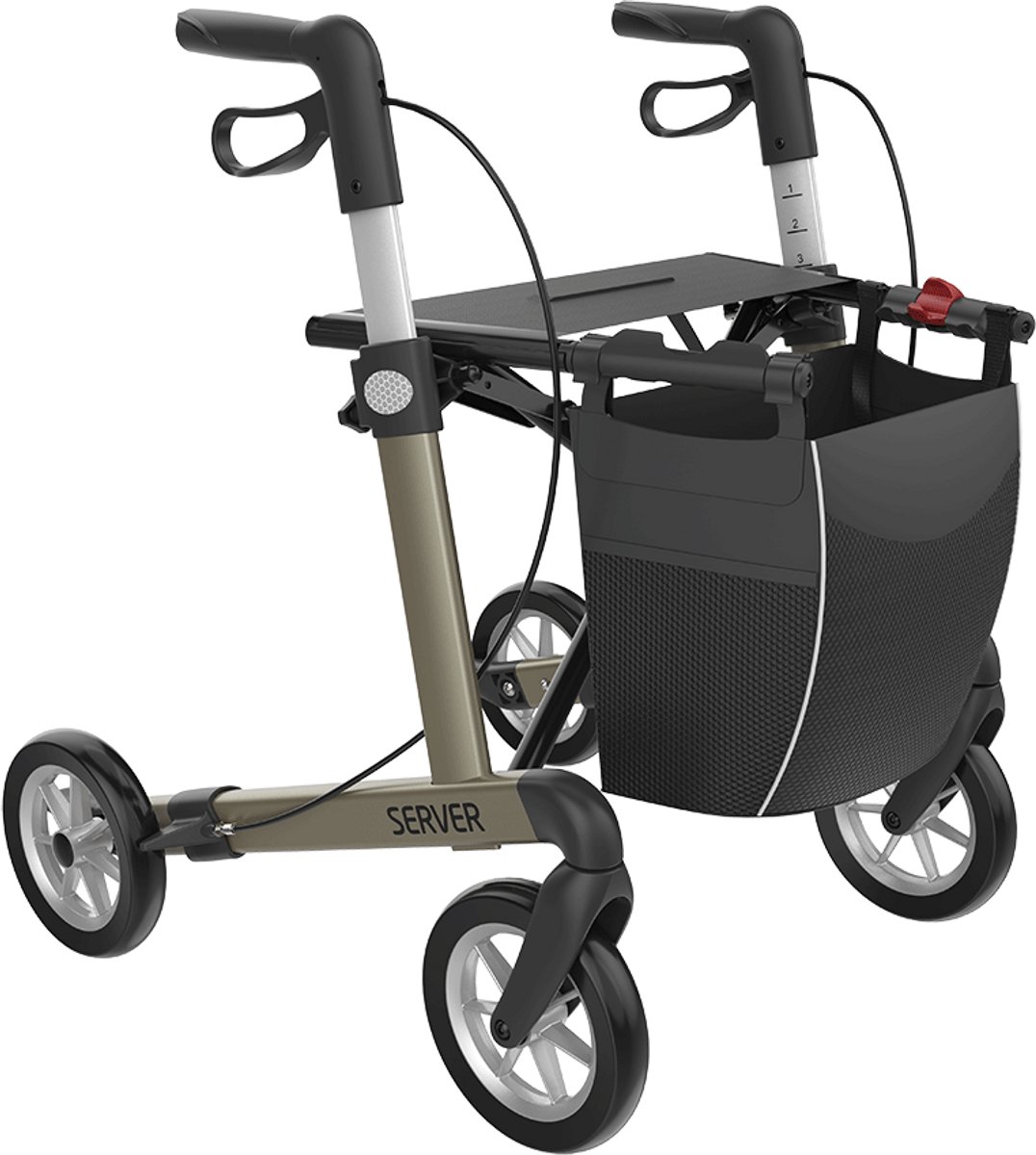Server Lichtgewicht Rollator Champagne Medium - Zachte comfort banden