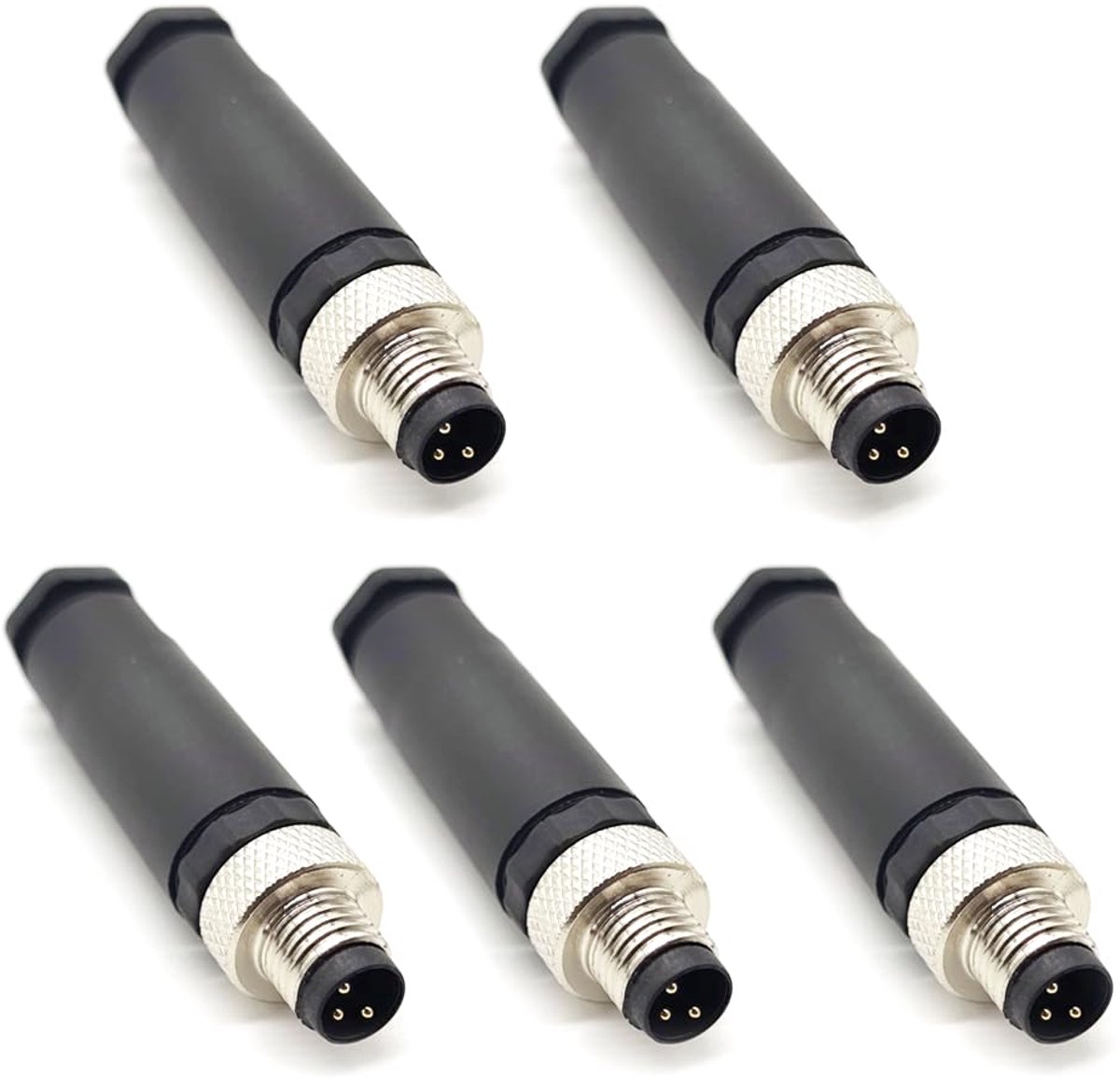 5 stuks M8 3-polige mannelijke connector, IP67 waterdicht, rechte gecodeerde 3-polige schroefplaatsensor, 8 mm, M8, 3 kern, ronde connectoren, accessoires voor industriële automatisering, 60 V, 4 A