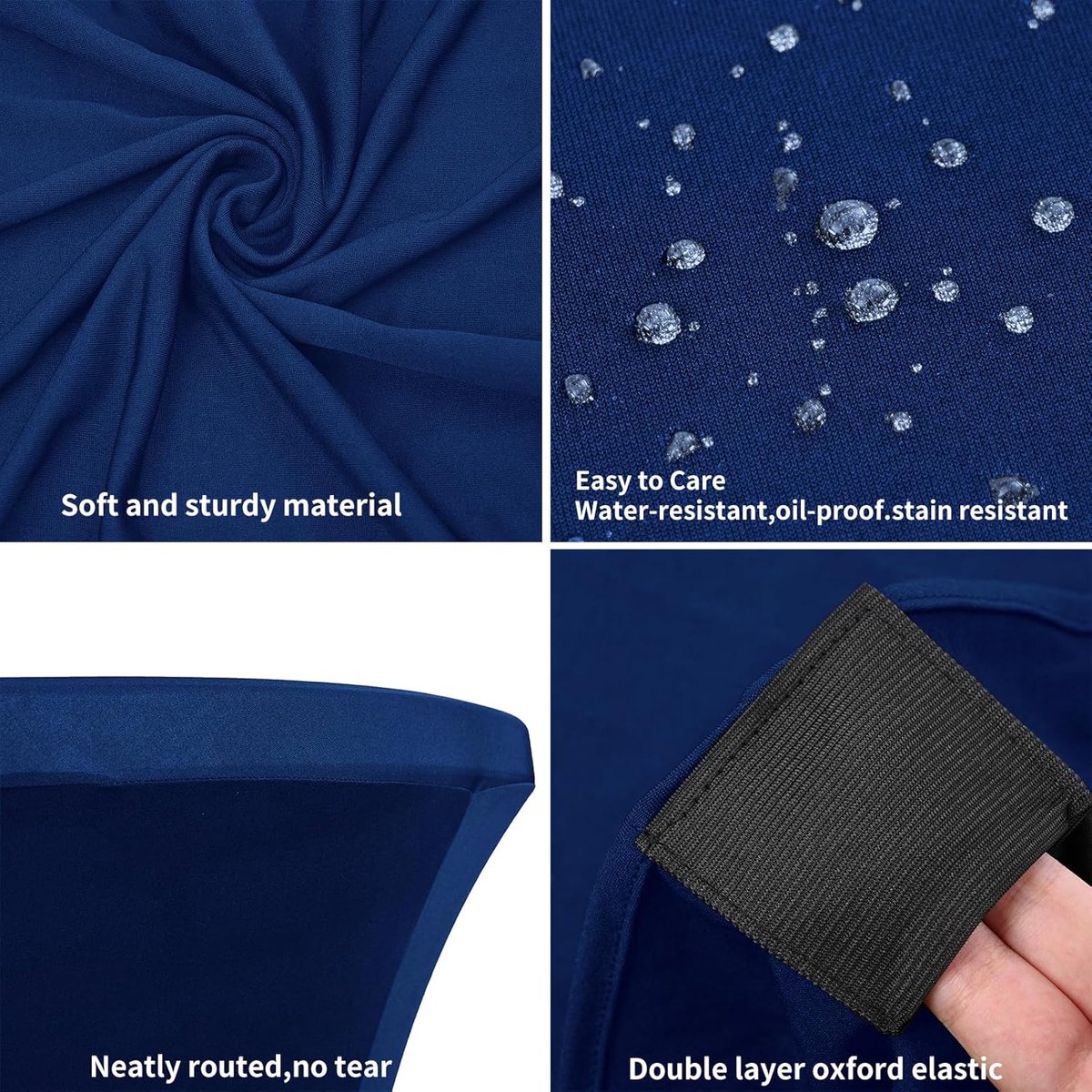 Set van 6 waterdichte stretch statafelhoezen voor bistrotafel, Ø 80-85 cm, versterking bij de voet, stretch hoezen voor statafels en bistrotafels, bruiloft, cocktailparty (marineblauw)