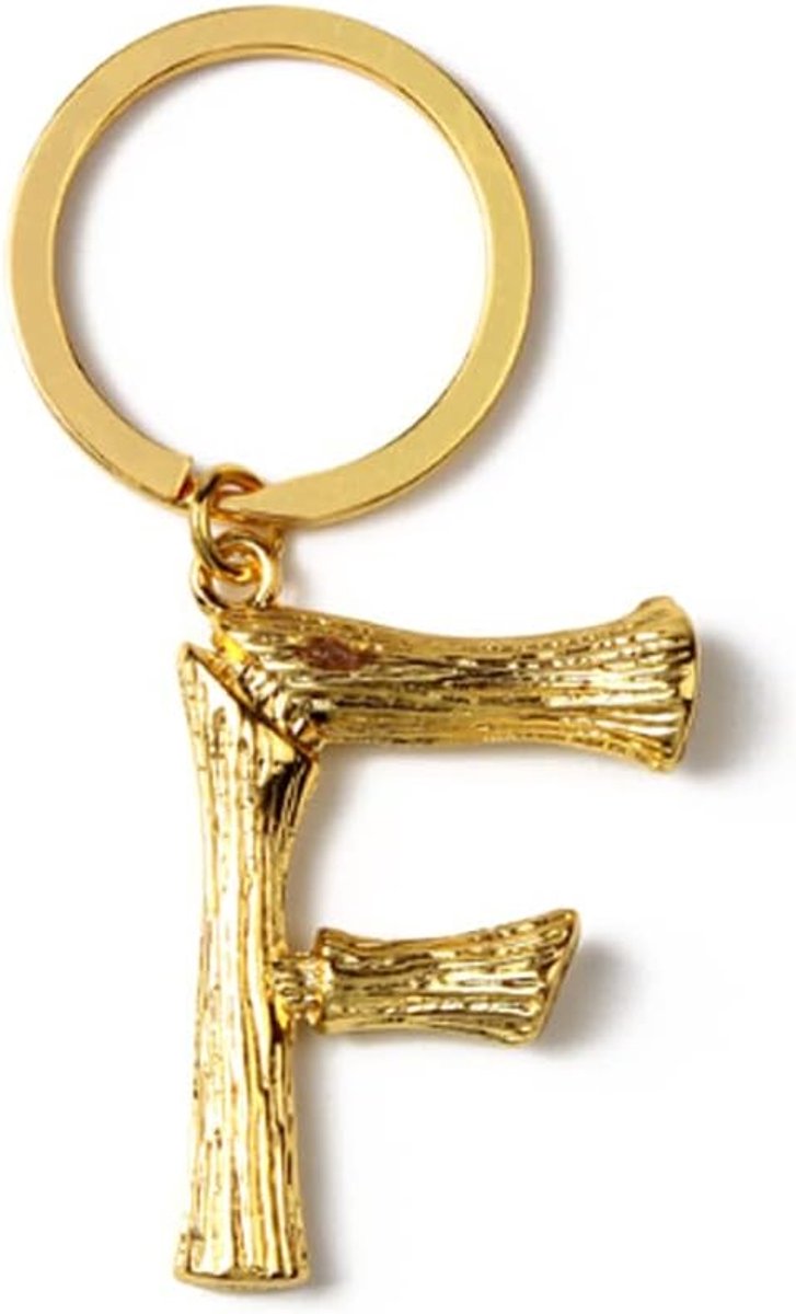 Sleutelhanger met letter F roestvrij staal auto sleutelhanger metaal sleutelhanger Valentijnsdag verjaardag kerstgeschenk voor vrouwen en mannen goud