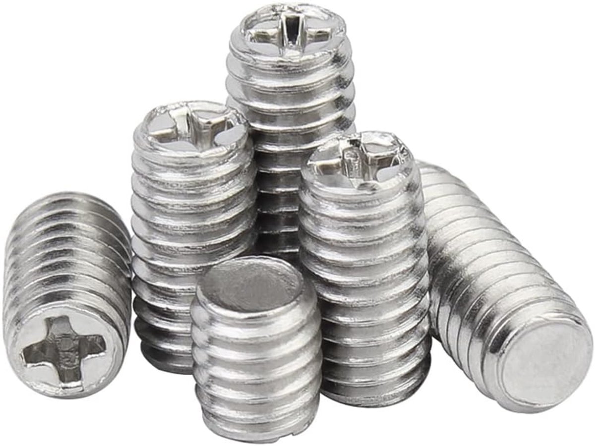Cup Punt Schroef Roestvrij Staal Kleine Schroeven Zonder Kop met Phillips/Kruisgroef, M3x7mm, 100 pcs
