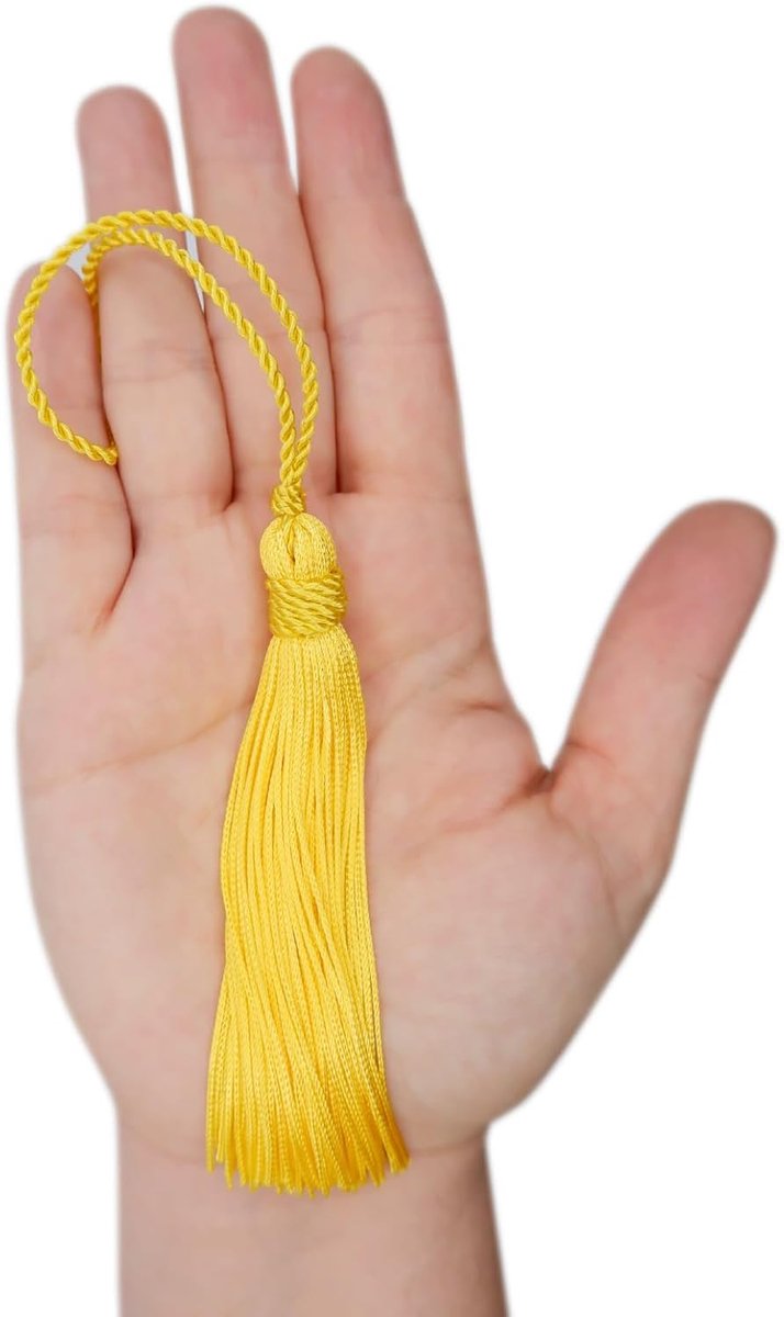 = Cuquillo-Kwastje met Hoofd Vastgebonden. 10cm Lang. 100% Rayon. Zak met 5 Eenheden - (Geel)