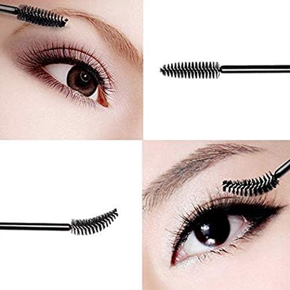 100 stuk wegwerp silicone wimperborstels, zwarte silicone mascara toverstaf, spoolies voor wimpers extensions