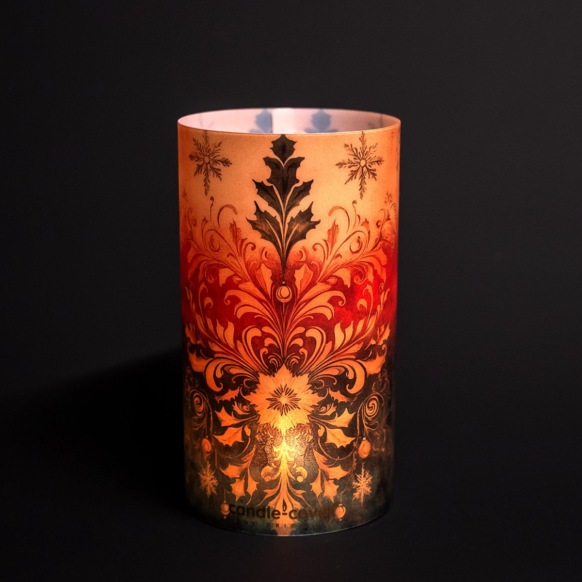 Candle-Cover - Kerst - Christmas Ornamant - trendy omhulsel voor (oplaadbaar) theelicht en waxinelicht - windlicht - 9 cm rond - 16 cm hoog