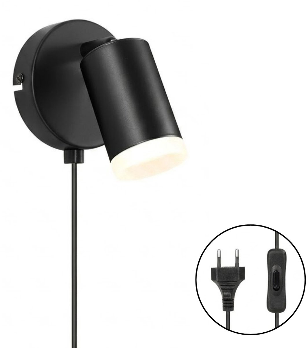 Zavio® Wandlamp Binnen met Snoer - Wandlamp met Stekker - Slaapkamer Lamp Nachtkastje