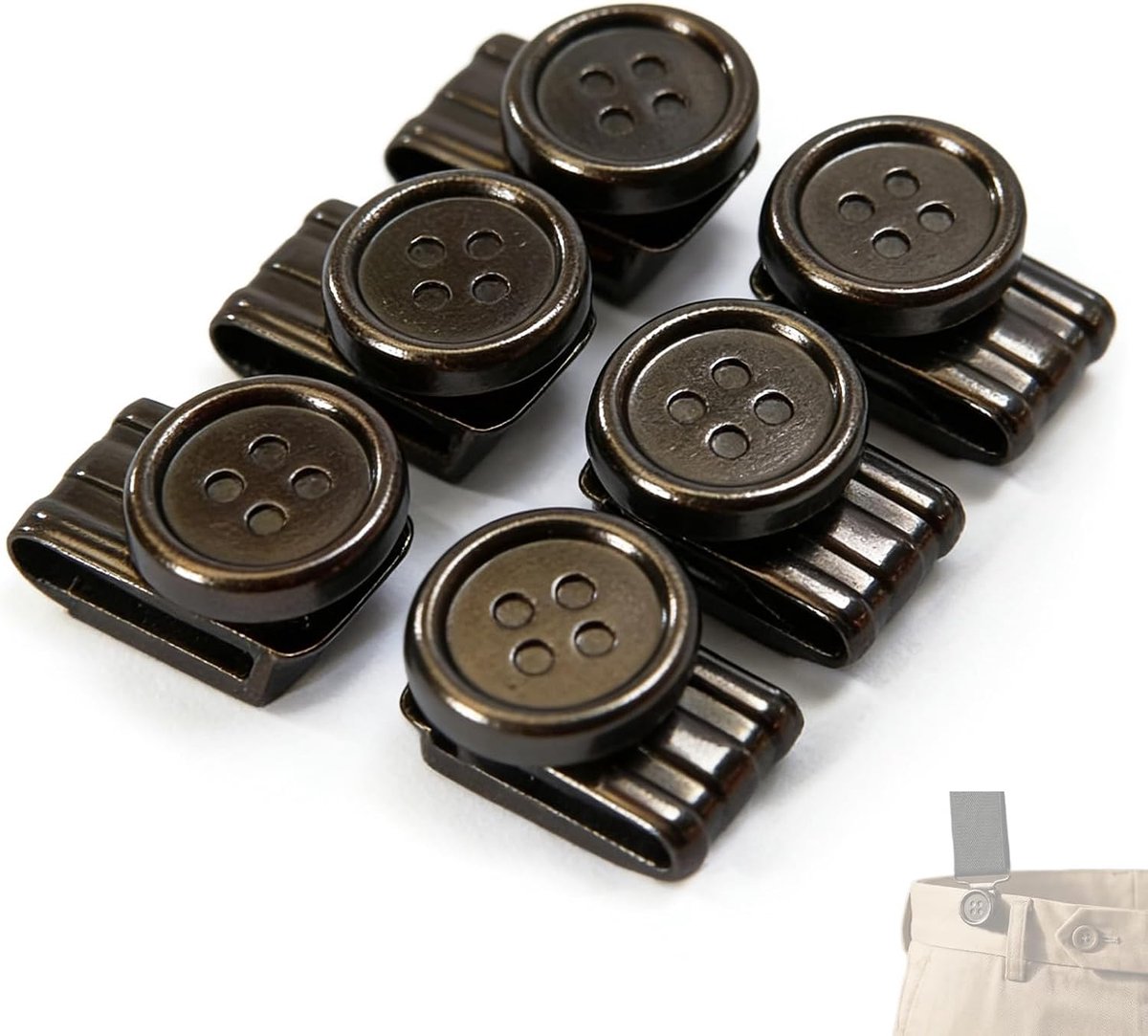 Knopen voor Braces, 8 Stuks IJzeren Braceklemknopen Zwart, Modern Minimalistisch Design, Instelbare Klemvergrendelingen voor Braces Zonder Naaien, Universeel voor Mannen en Vrouwen